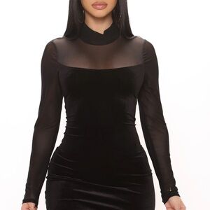 Mesh/Velvet Bodycon Dress